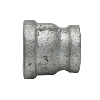 Dante 3/4 inch x 1/2 inch black malleable iron bell reducer with FNPT threads, rated 300 PSI for gas and plumbing applications