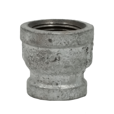 Dante 3/4 inch x 1/2 inch black malleable iron bell reducer with FNPT threads, rated 300 PSI for gas and plumbing applications