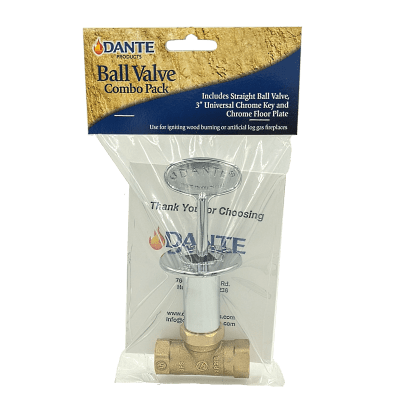 Dante straight 1/2 inch full port ball valve combo pack with 3 inch key and floor plate in brass or chrome finish