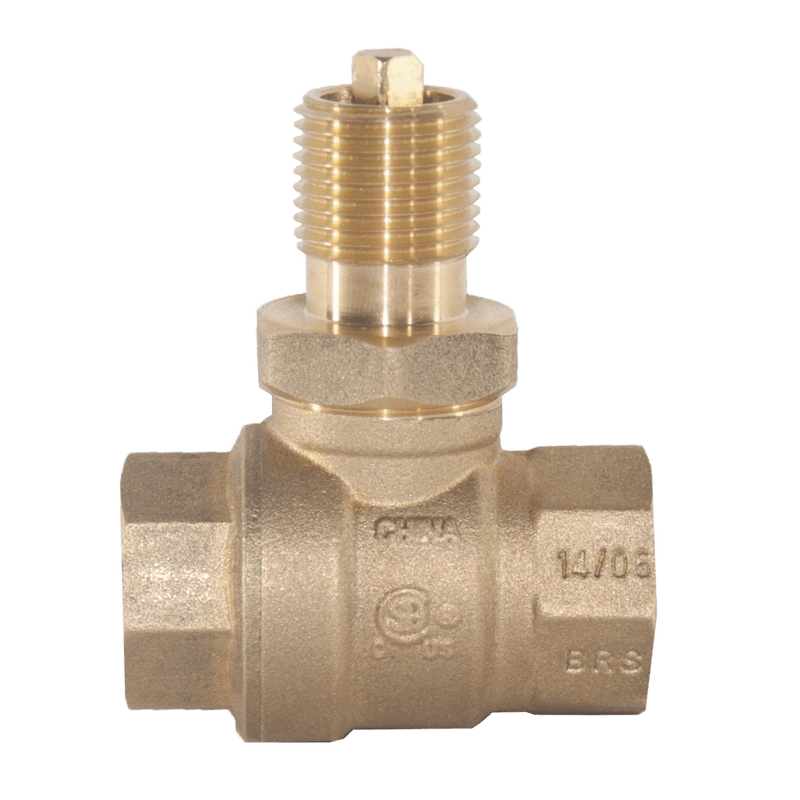 Load image into Gallery viewer, Dante fully port straight 3/4-inch forged brass quarter-turn ball valve with 3/4-inch NPT connections and 300,000 BTU rating.
