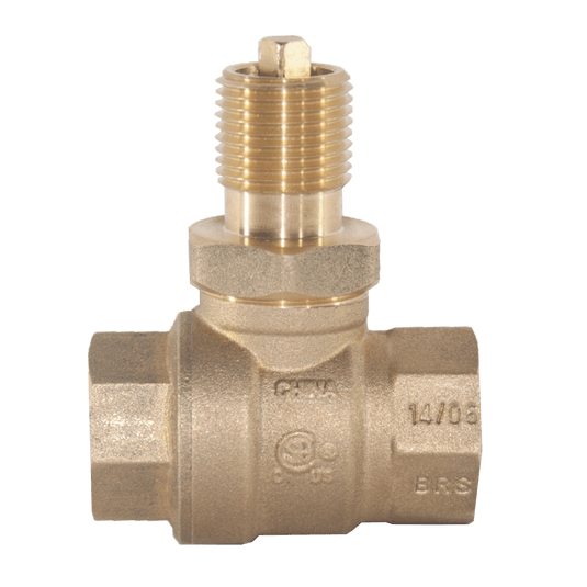Dante fully port straight 3/4-inch forged brass quarter-turn ball valve with 3/4-inch NPT connections and 300,000 BTU rating.