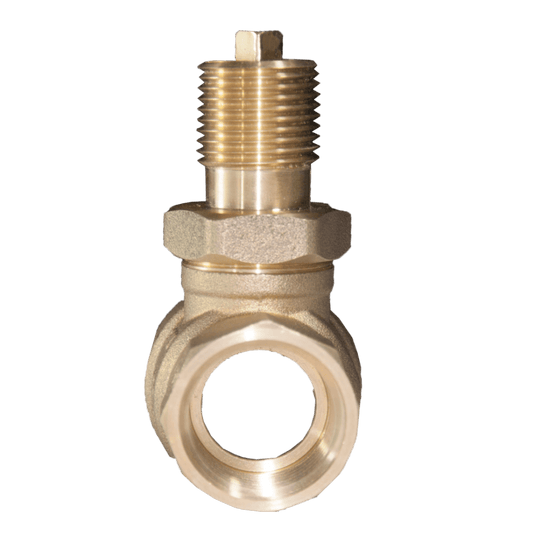 Dante fully port straight 3/4-inch forged brass quarter-turn ball valve with 3/4-inch NPT connections and 300,000 BTU rating.