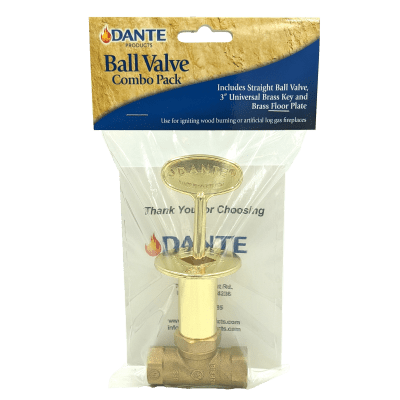 Dante Straight Ball Valve Combo Pack with 1/2 inch valve, 3 inch chrome key, and floor plate