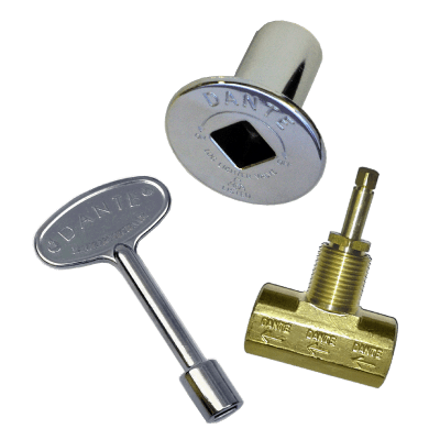 Dante straight 1/2 inch globe valve combo pack with 3 inch key and floor plate in chrome and brass finishes