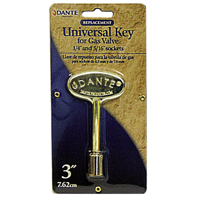 Dante Universal Gas Valve Key in brass finish for 1/4″ and 5/16″ gas valve stems