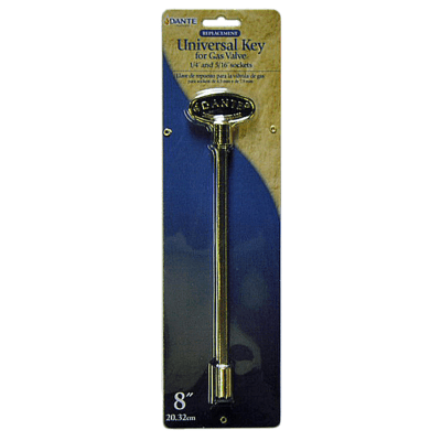 Dante Universal Gas Valve Key in brass finish for 1/4″ and 5/16″ gas valve stems