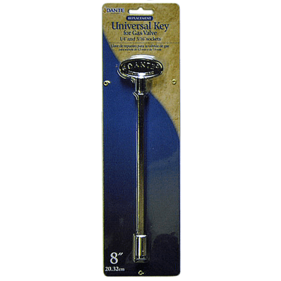 Dante Universal Gas Valve Key in chrome finish fits 1/4 inch and 5/16 inch valve stems