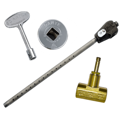 Load image into Gallery viewer, Dante Straight Globe Valve Combo Packs Includes Log Lighter, 1/2″ Straight Globe Valve, 3 ” Key &amp; Floor Plate
