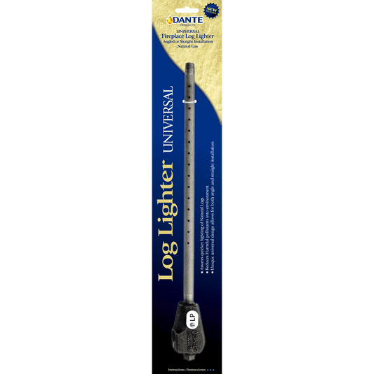 Dante Universal Log Lighter convertible for straight or 90 degree installation with 17 inch burner pipe