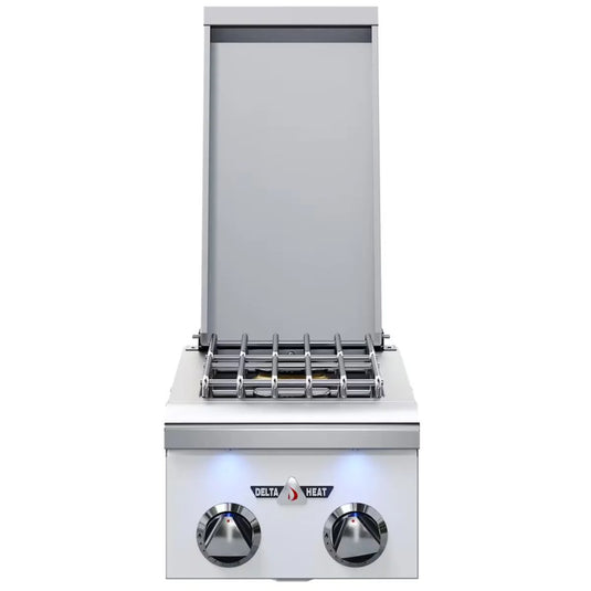 Delta Heat 12-Inch Built-In Double Side Burner with White Control Panel for Propane and Natural Gas Outdoor Kitchens