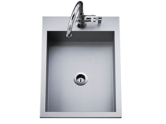 Delta Heat 15-Inch Drop-In Outdoor Bar Sink with Cold Water Faucet stainless steel