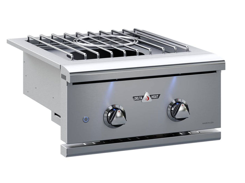 Load image into Gallery viewer, Delta Heat 22-inch built-in power burner with 60,000 BTU dual-ring brass burner and stainless steel wok grate for outdoor kitchens
