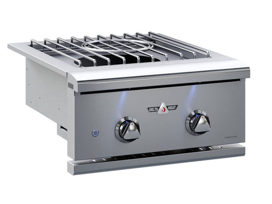 Delta Heat 22-inch built-in power burner with 60,000 BTU dual-ring brass burner and stainless steel wok grate for outdoor kitchens