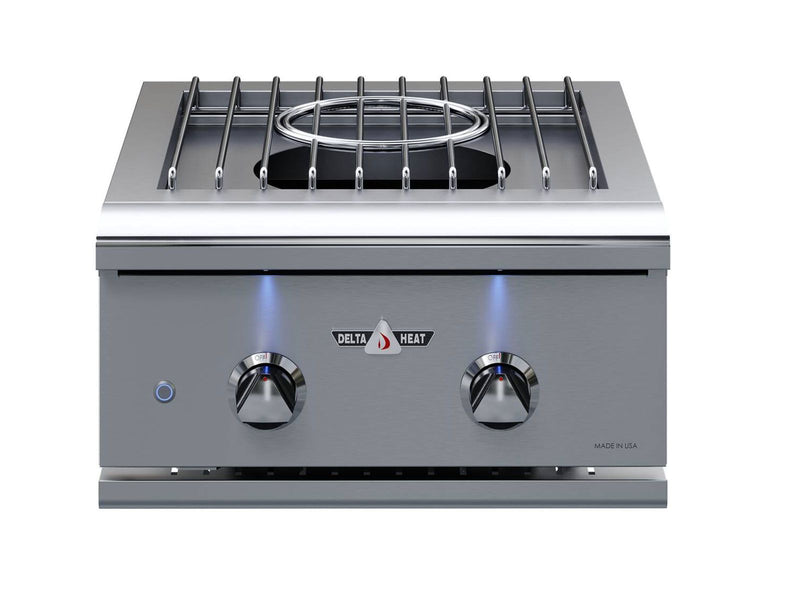 Load image into Gallery viewer, Delta Heat 22-inch built-in power burner with 60,000 BTU dual-ring brass burner and stainless steel wok grate for outdoor kitchens
