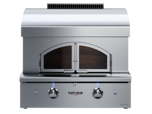 Delta Heat 30-inch freestanding gas pizza oven with stainless steel construction and dual burners for outdoor kitchens