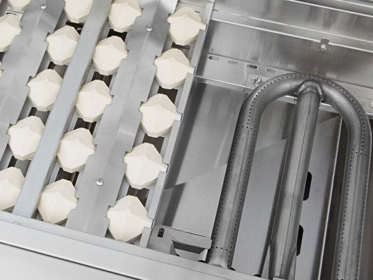 Delta Heat 32-inch built-in 3-burner gas grill with infrared sear zone rotisserie burner and black control panel