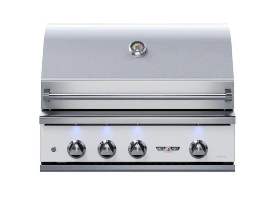 Delta Heat 32-inch built-in 3-burner gas grill with infrared sear zone rotisserie burner and white control panel