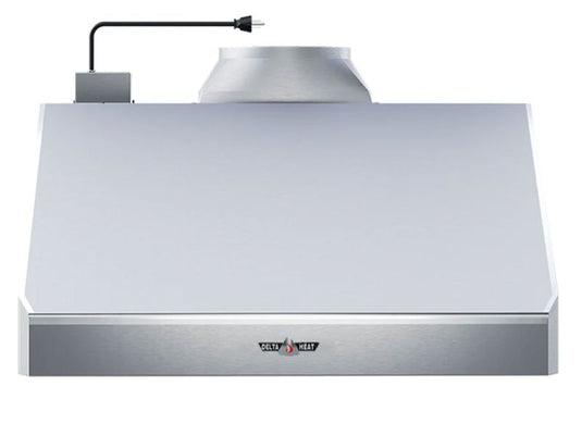 Delta Heat 36-Inch Stainless Steel Outdoor Vent Hood with three-speed blower, removable baffles, and halogen lights for outdoor kitchens