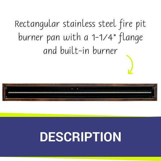 72" x 6" Oil Rubbed Bronze Linear Drop-In Fire Pit Pan