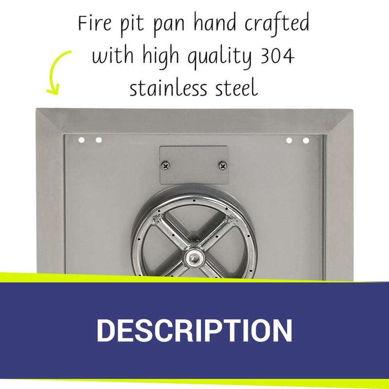 Load image into Gallery viewer, 12&quot; Stainless Steel Square Drop In Pan With 6&quot; Fire Ring
