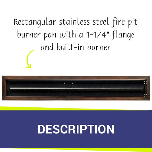 48" x 6" Oil Rubbed Bronze Linear Drop-In Fire Pit Pan