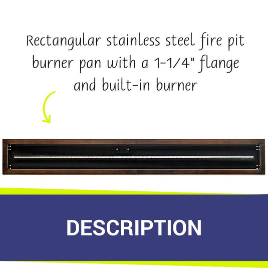 60" x 6" Oil Rubbed Bronze Linear Drop-In Fire Pit Pan