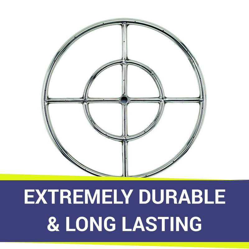 Load image into Gallery viewer, 18&quot; Double-Ring Stainless Steel Burner with a 1/2&quot; Inlet
