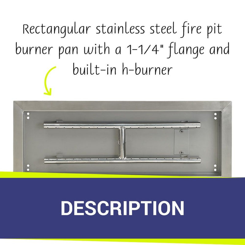 Load image into Gallery viewer, 24&quot; x 8&quot; Stainless Steel Rectangular Drop-In Fire Pit Pan
