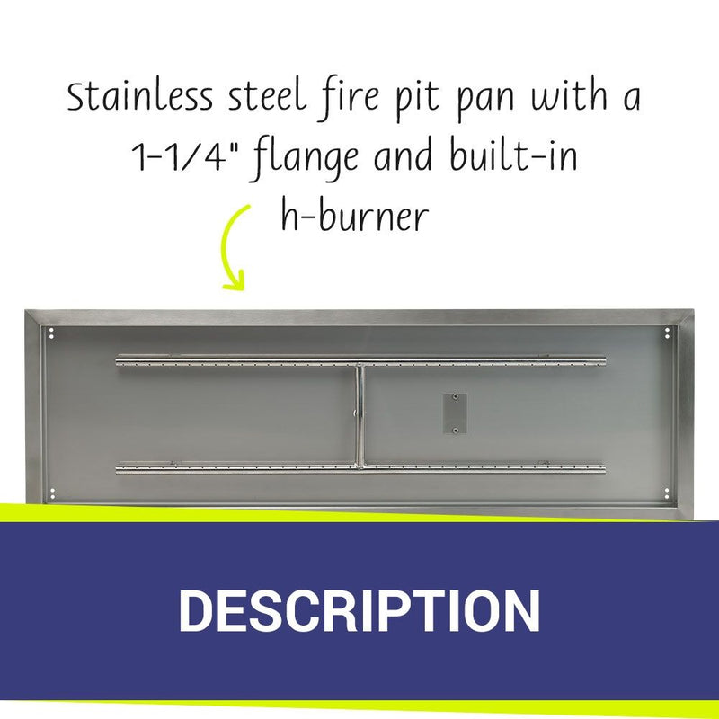 Load image into Gallery viewer, 48&quot; x 14&quot; Stainless Steel Rectangular Drop-In Fire Pit Pan
