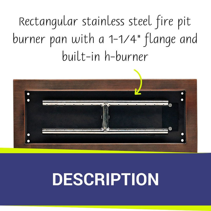 Load image into Gallery viewer, 18&quot; x 6&quot; Oil Rubbed Bronze Rectangular Drop-In Fire Pit Pan
