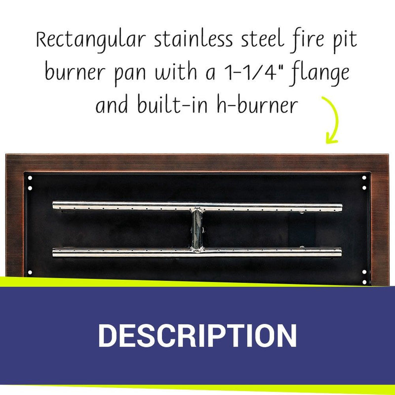 Load image into Gallery viewer, 24&quot; x 8&quot; Oil Rubbed Bronze Rectangular Drop-In Fire Pit Pan
