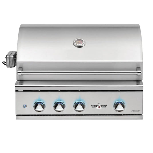 32" Delta Heat Gas Grill With Rotisserie, White Control Panel- DHBQ32R-W