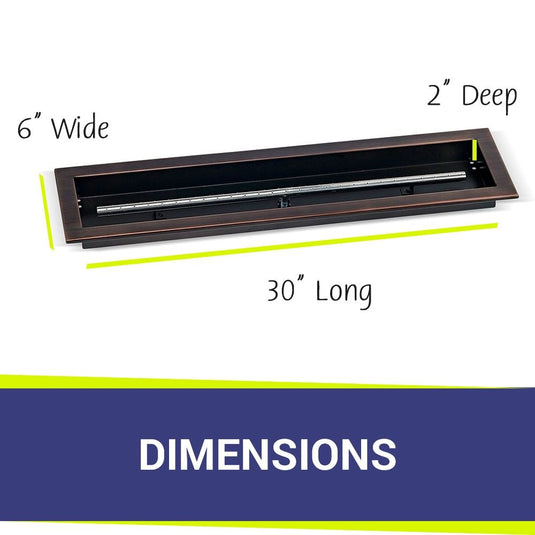 30" x 6" Oil Rubbed Bronze Linear Drop-In Fire Pit Pan