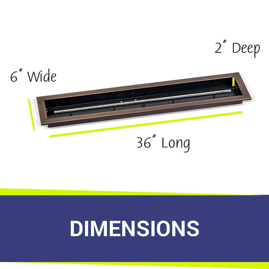 36" x 6" Oil Rubbed Bronze Linear Drop-In Fire Pit Pan