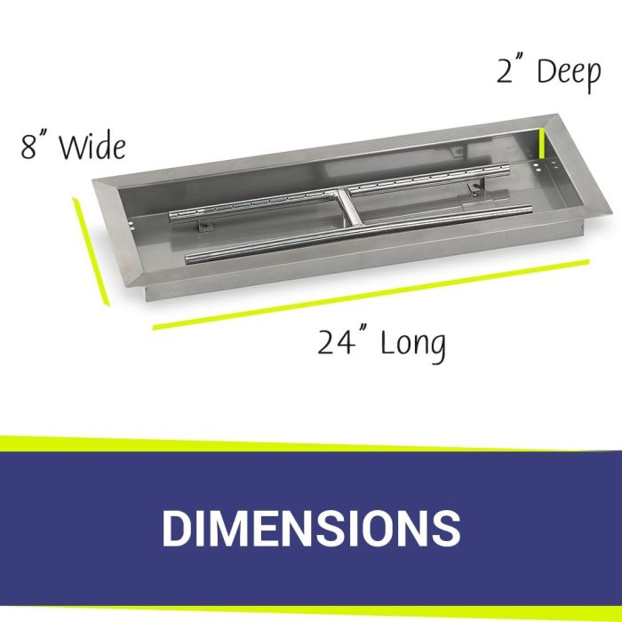 Load image into Gallery viewer, 24&quot; x 8&quot; Rectangular Drop-In Pan with Spark Ignition Kit - Natural Gas Bundle
