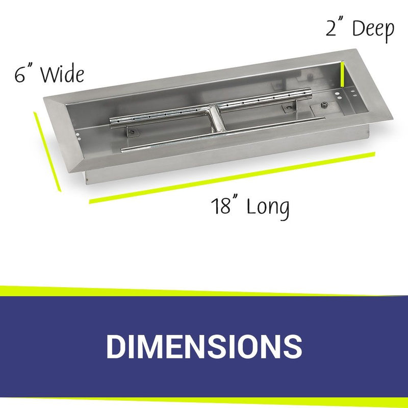 Load image into Gallery viewer, 18&quot; x 6&quot; Stainless Steel Rectangular Drop-In Fire Pit Pan
