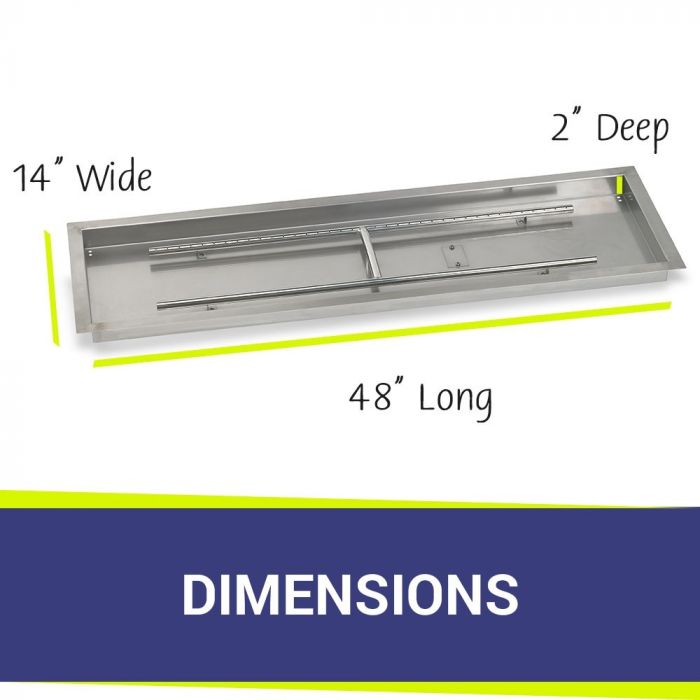 Load image into Gallery viewer, 48&quot; x 14&quot; Rectangular Stainless Steel Drop in Fire Pit Pan with Spark Ignition Kit - Natural Gas Bundle
