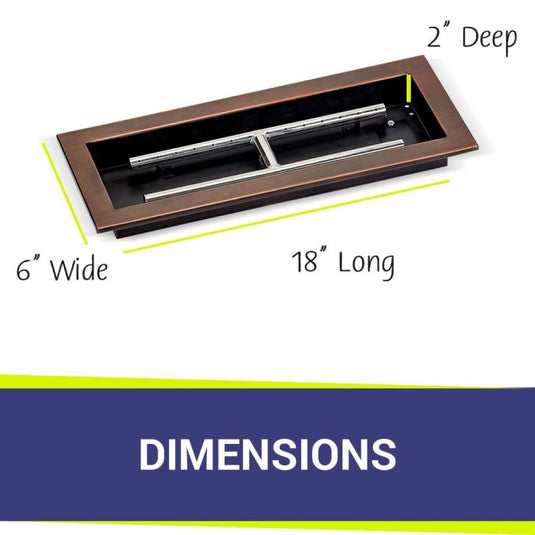 18" x 6" Rectangular Oil Rubbed Bronze Stainless Steel Drop-In Pan with Spark Ignition Kit (Natural Gas) Bundle