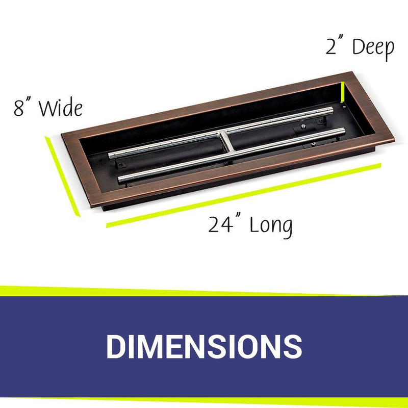 Load image into Gallery viewer, 24&quot; x 8&quot; Oil Rubbed Bronze Rectangular Drop-In Fire Pit Pan
