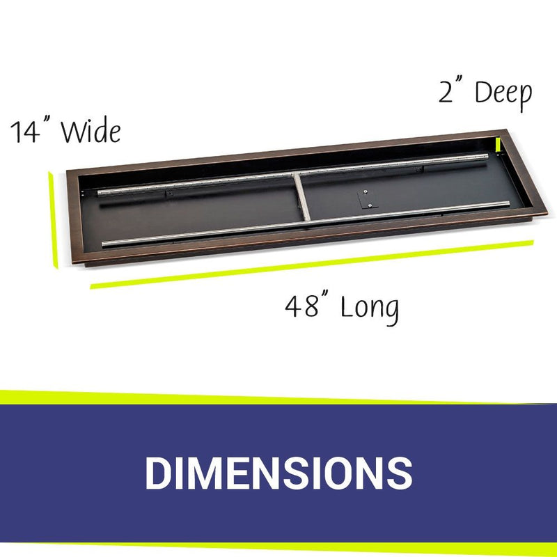 Load image into Gallery viewer, 48&quot; x 14&quot; Oil Rubbed Bronze Rectangular Drop-In Fire Pit Pan
