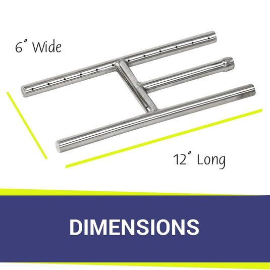 12" x 6" Stainless Steel H-Style Burner - Natural Gas