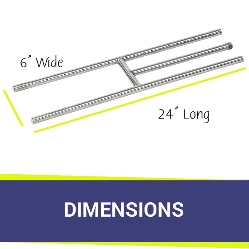 Load image into Gallery viewer, 24&quot; x 6&quot; Stainless Steel H-Style Burner - Natural Gas
