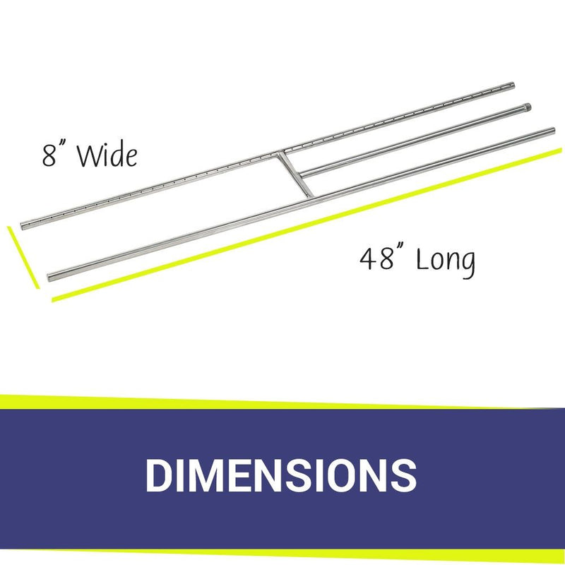 Load image into Gallery viewer, 48&quot; x 8&quot; Stainless Steel H-Style Burner - Natural Gas
