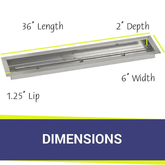 36" x 6" Stainless Steel Linear Channel Drop-In Pan with S.I.T. System - Whole House Propane