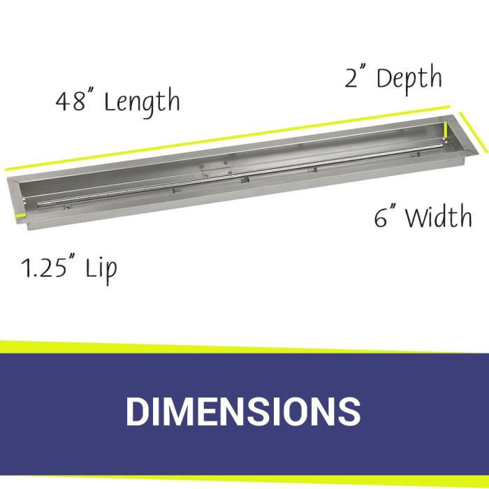 Load image into Gallery viewer, 48&quot; x 6&quot; Stainless Steel Linear Channel Drop-In Pan with S.I.T. System - Whole House Propane
