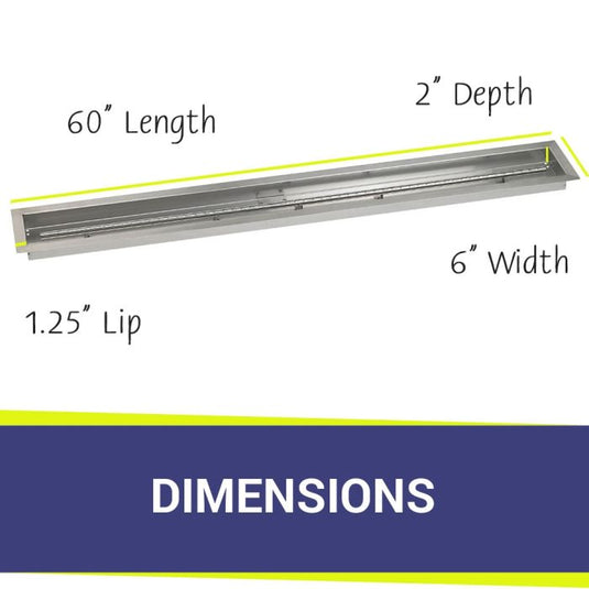 60" x 6" Stainless Steel Linear Channel Drop-In Pan with S.I.T. System - Whole House Propane