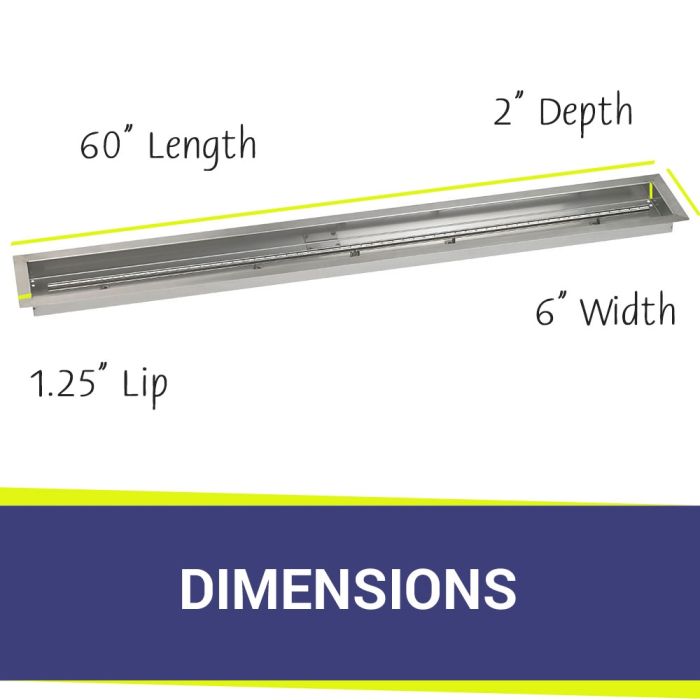 Load image into Gallery viewer, 60&quot; x 6&quot; Stainless Steel Linear Channel Drop-In Pan with S.I.T. System - Natural Gas
