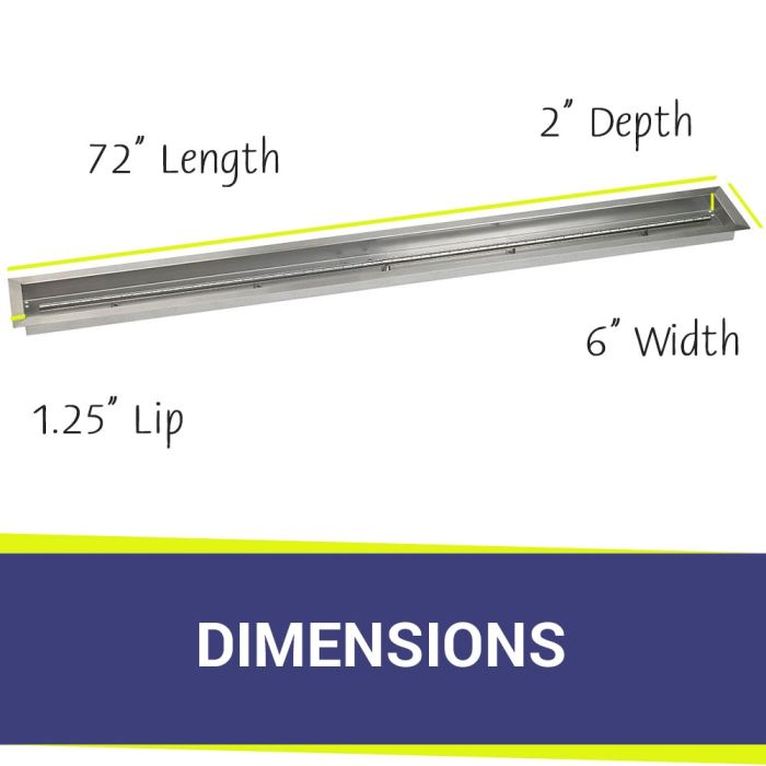 Load image into Gallery viewer, 72&quot; x 6&quot; Stainless Steel Linear Channel Drop-In Pan with S.I.T. System - Natural Gas
