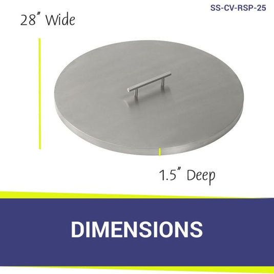 Stainless Steel Cover for Round Drop-In Fire Pit Pan