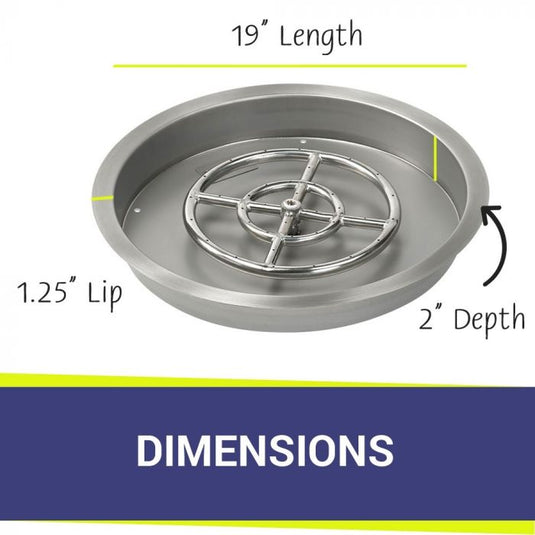 19" Round Drop-In Pan with S.I.T. System (12 Fire Pit Ring) - Natural Gas Bundle